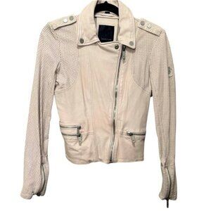 Mauritius Women's Cream Leather Motorcycle Jacket